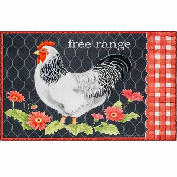 Decoracion 22 x 32 in. Rooster with Red Gingham Area Rug DE3520979